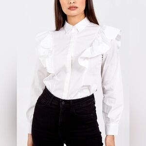 NWT White Ruffle Blouse Shirt / Size 4